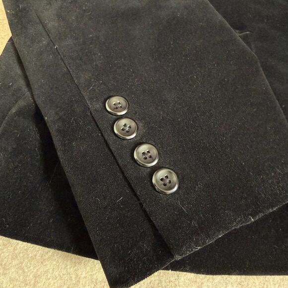 Vtg Rafaella Black Velvet Structured 2 Button Blazer Women’s 12 Retro Preppy - Picture 6 of 9